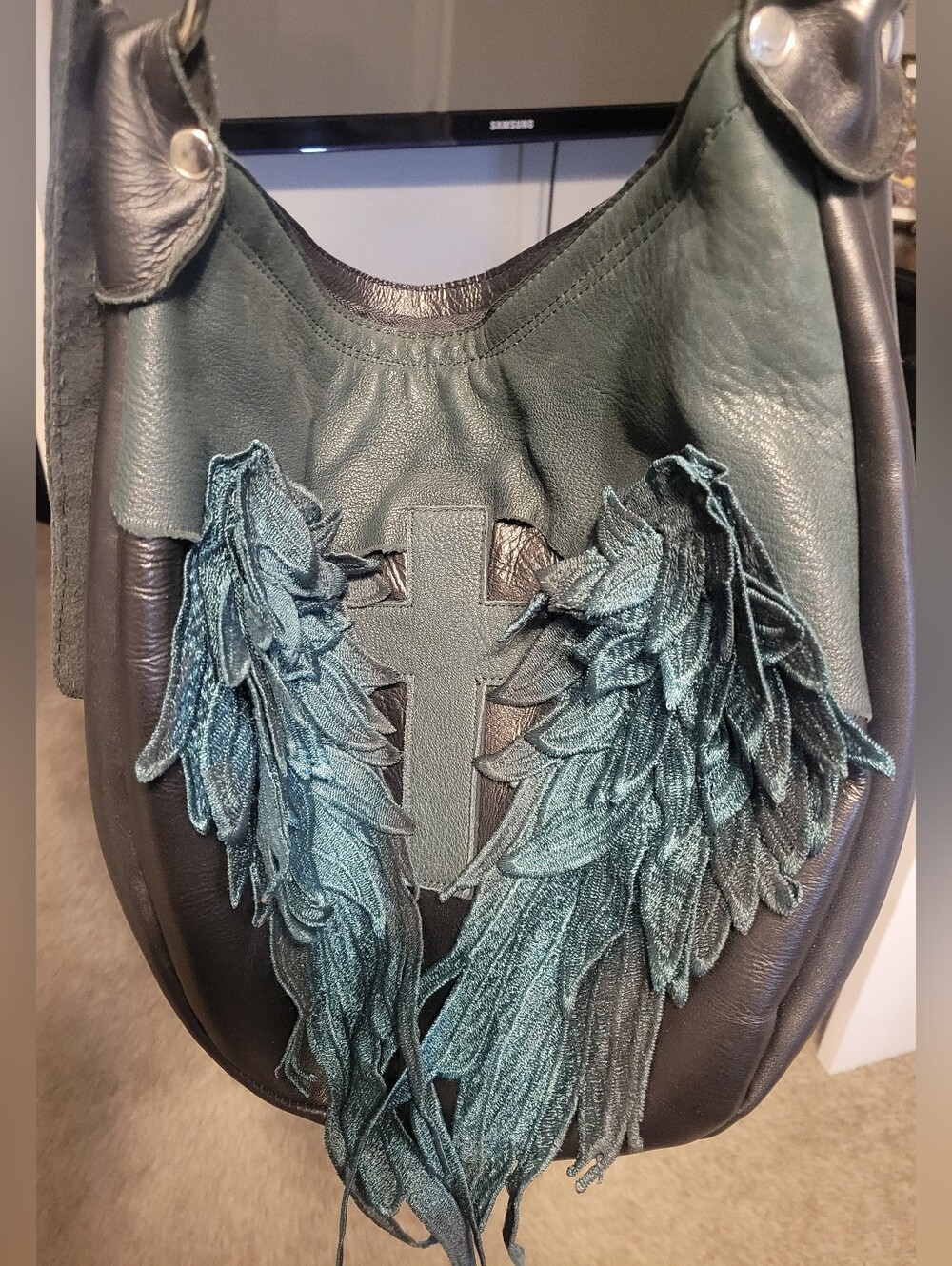SWEETSMOKE BAGS CROSS/WINGS LEATHER HOBO